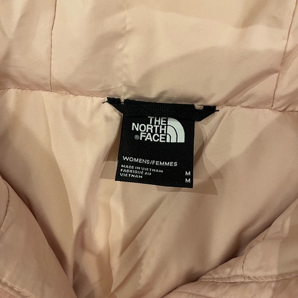 North Face Pink Moss Baltic Down Hooded Insulated Puffer Down Jacket Size Medium - Picture 3 of 5